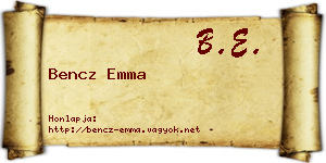 Bencz Emma névjegykártya